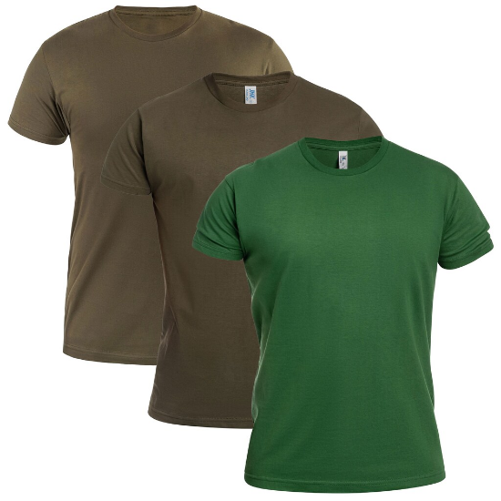 Militārā stila T-krekli Khaki / Forest Green / Bottle Green – 3 gab.