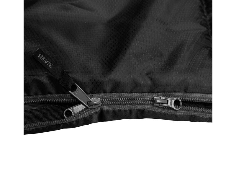 Alpinus Warm 1350 Black guļammaiss – labās puses rāvējslēdzējs