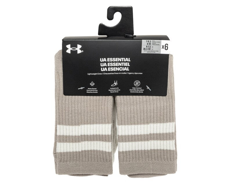 Under Armour Essential Crew zeķes – Timberwolf Taupe / Stone, 12 pāri