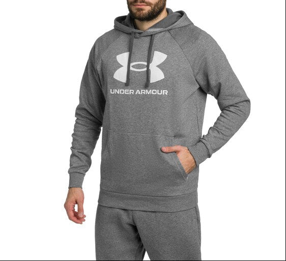 Under Armour Rival Fleece Logo džemperis – Castlerock Light Heather/White